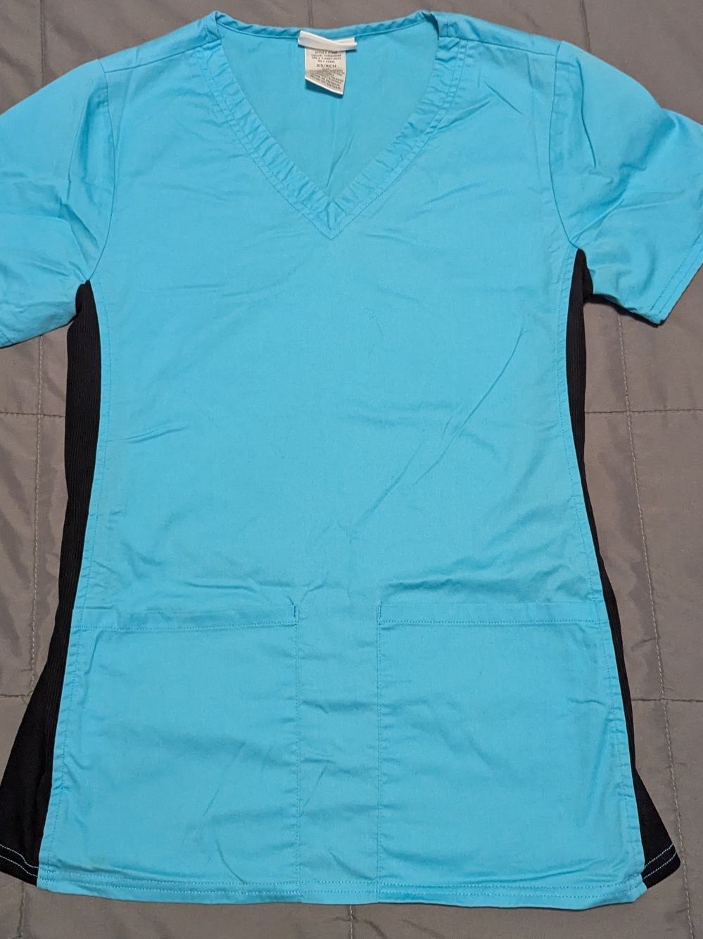 Scrubstar Turquoise V-Neck Tunic with Black Side Panels